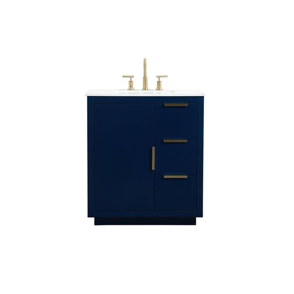 Elegant Decor Blake 30″ Aluminum Alloy MDF Single Bathroom Vanity in Blue