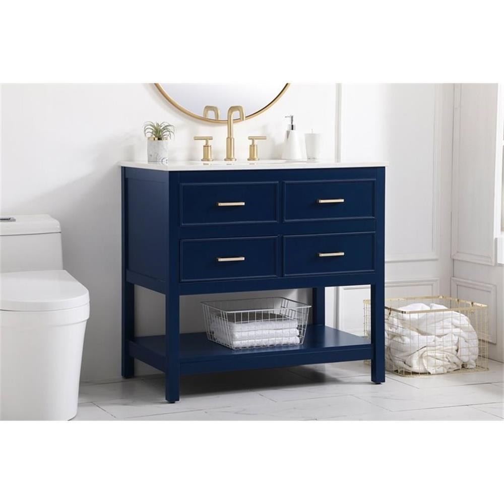 Elegant Decor Sinclaire 36″ Aluminum Alloy & MDF Single Bathroom Vanity in Blue