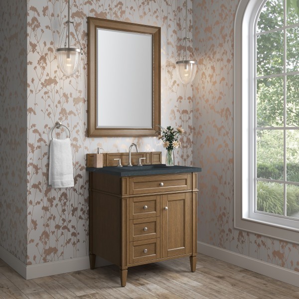 30″ James Martin Brittany 650-V30-SBR-3CSP Vanity Cabinet Charcoal Soapstone Top