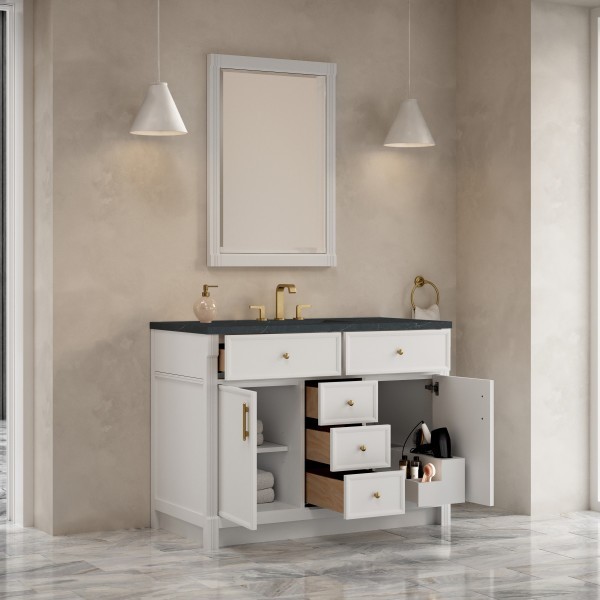 48″ James Martin Bellshire 660-V48-BW-3CSP Vanity Cabinet Charcoal Soapstone Top