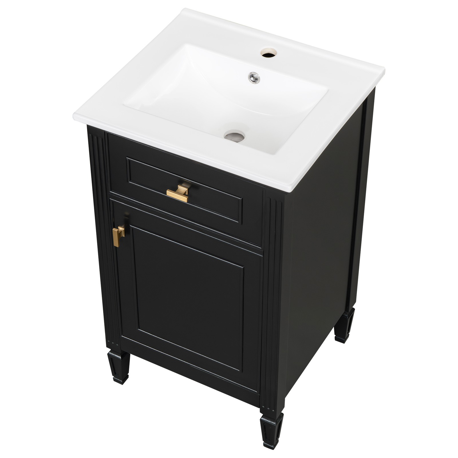 20″ Bathroom Vanity w/Ceramic Sink Modern Storage Cabinet w/Adjustable Shelf