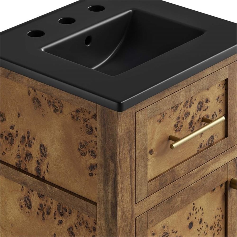 Modway Elysian 18″ Modern Wood Bathroom Vanity in Black and Brown