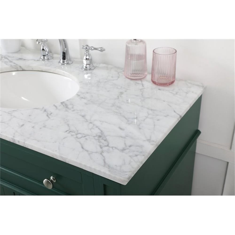 Elegant Decor Park Avenue 42″ Metal MDF Marble Single Bathroom Vanity in Green