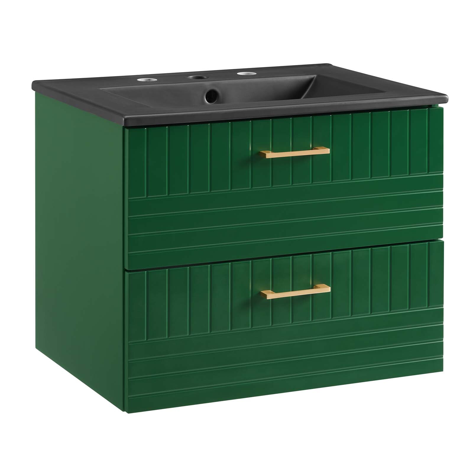 Modway Daybreak 24″ Wall-Mount Bathroom Vanity in Green Black