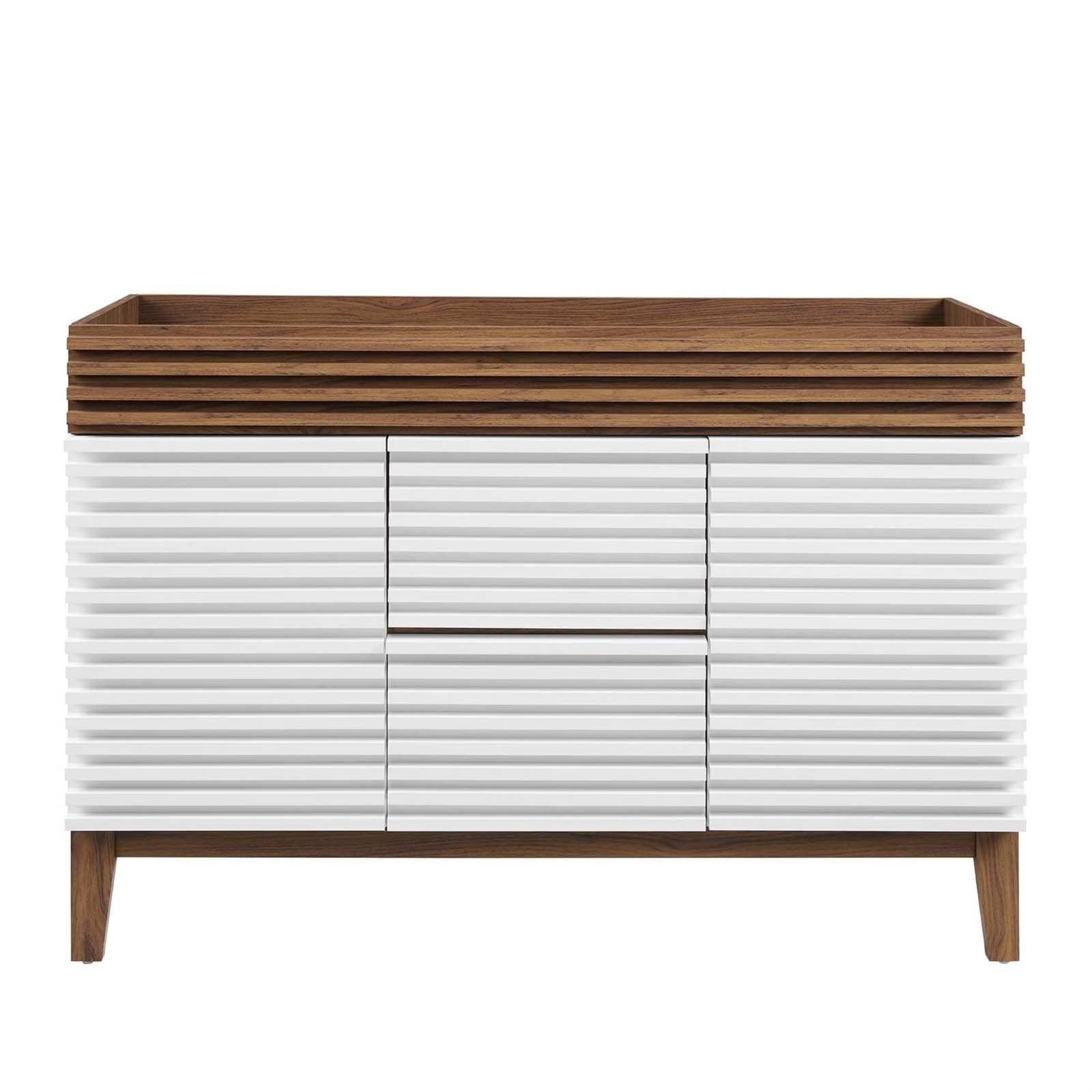 Modway Render 47″ MDF and Particleboard Bathroom Vanity Cabinet in White/Walnut