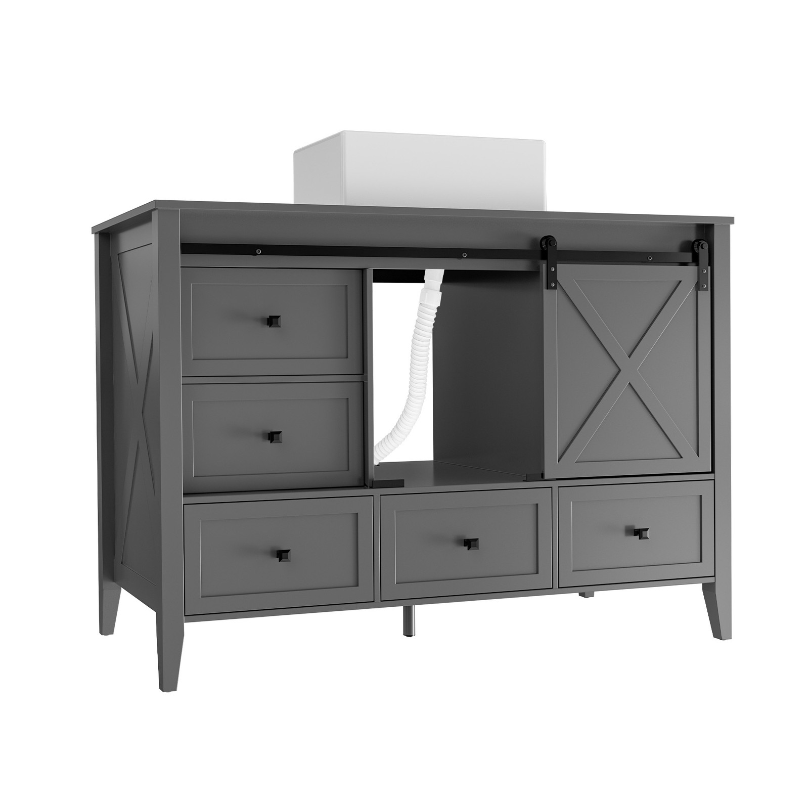 48″ Bathroom Vanity Wood Grain Cabinet with Ceramic Sink NO Faucet Combo Set