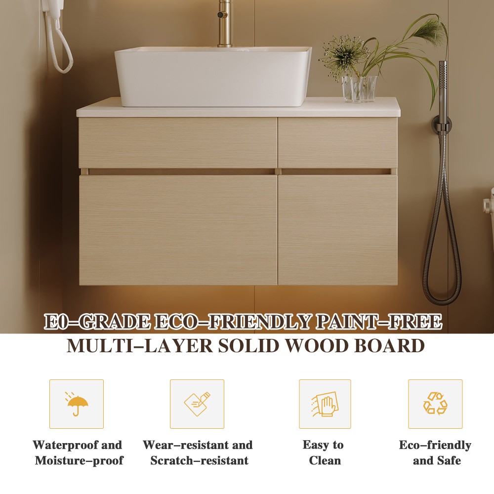 31.5 Inches Floating Single Small Bathroom Vanity with Sink