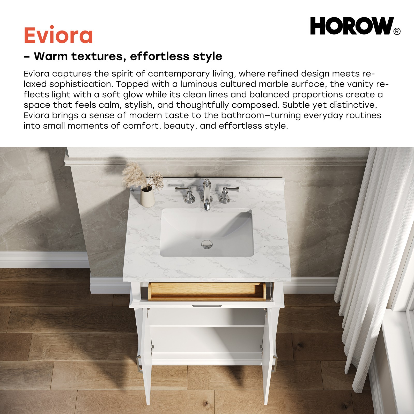 HOROW 30” Bathroom Vanity with Undermount Basin Freestanding Storage Cabinet