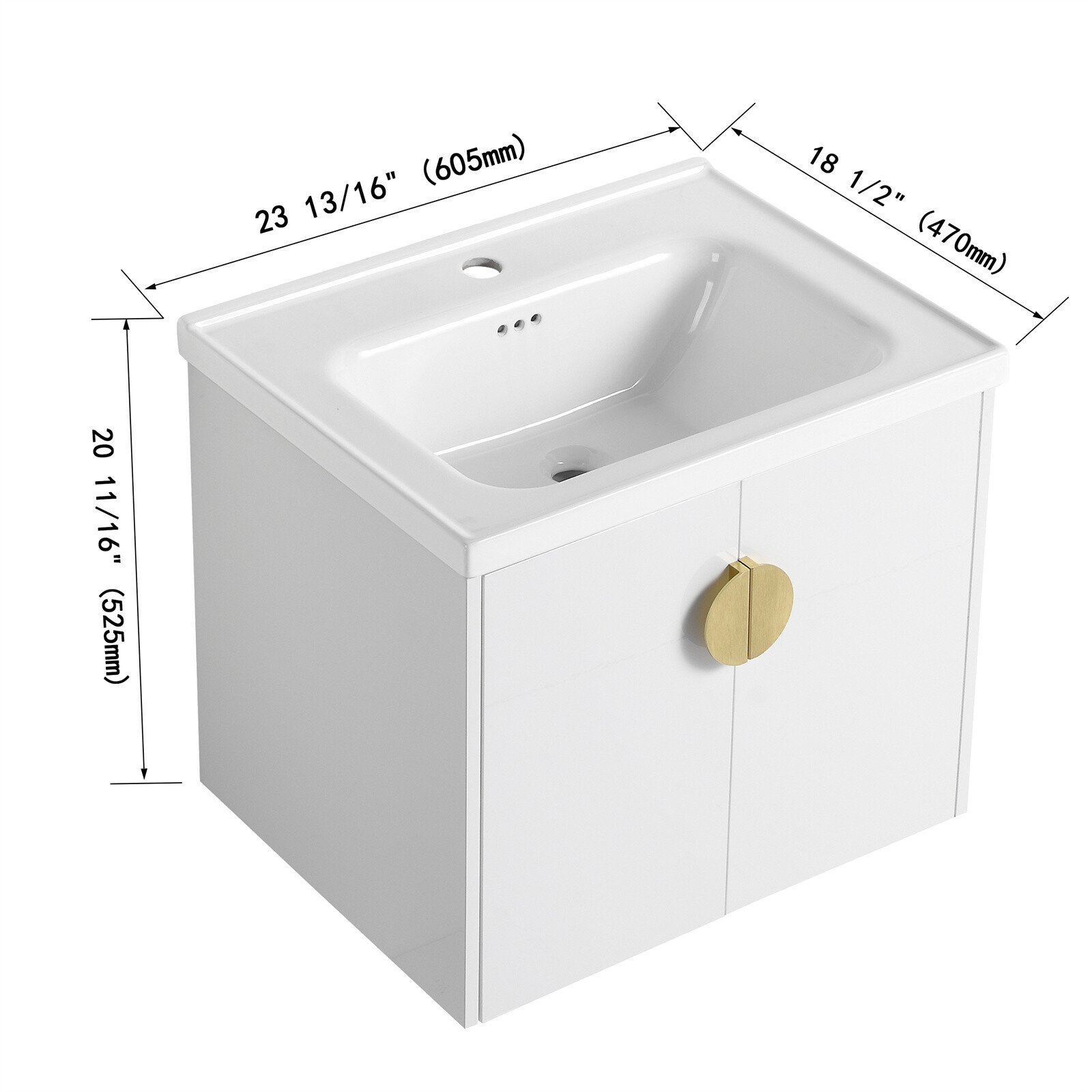 24″28″ Bathroom Vanity Cabinet with Sink and Soft Close Doors for Small Bathroom