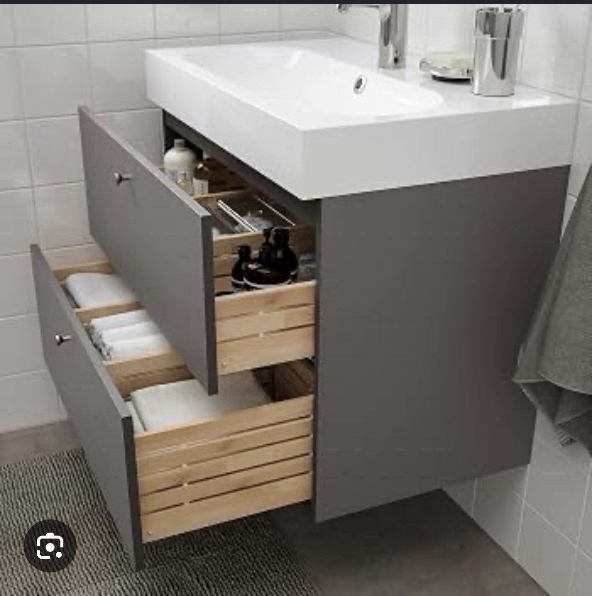 IKEA GODMORGON Gray Wall Mounted Bathroom Vanity Cabinet, 2 Drawers 801.809.93