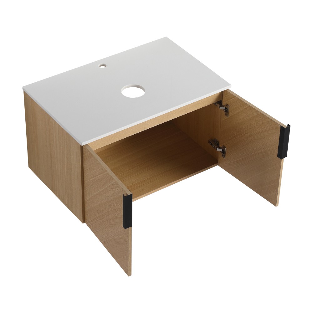 Vanity with Sink and Stone Countertop Features 2 Soft-Close Doors