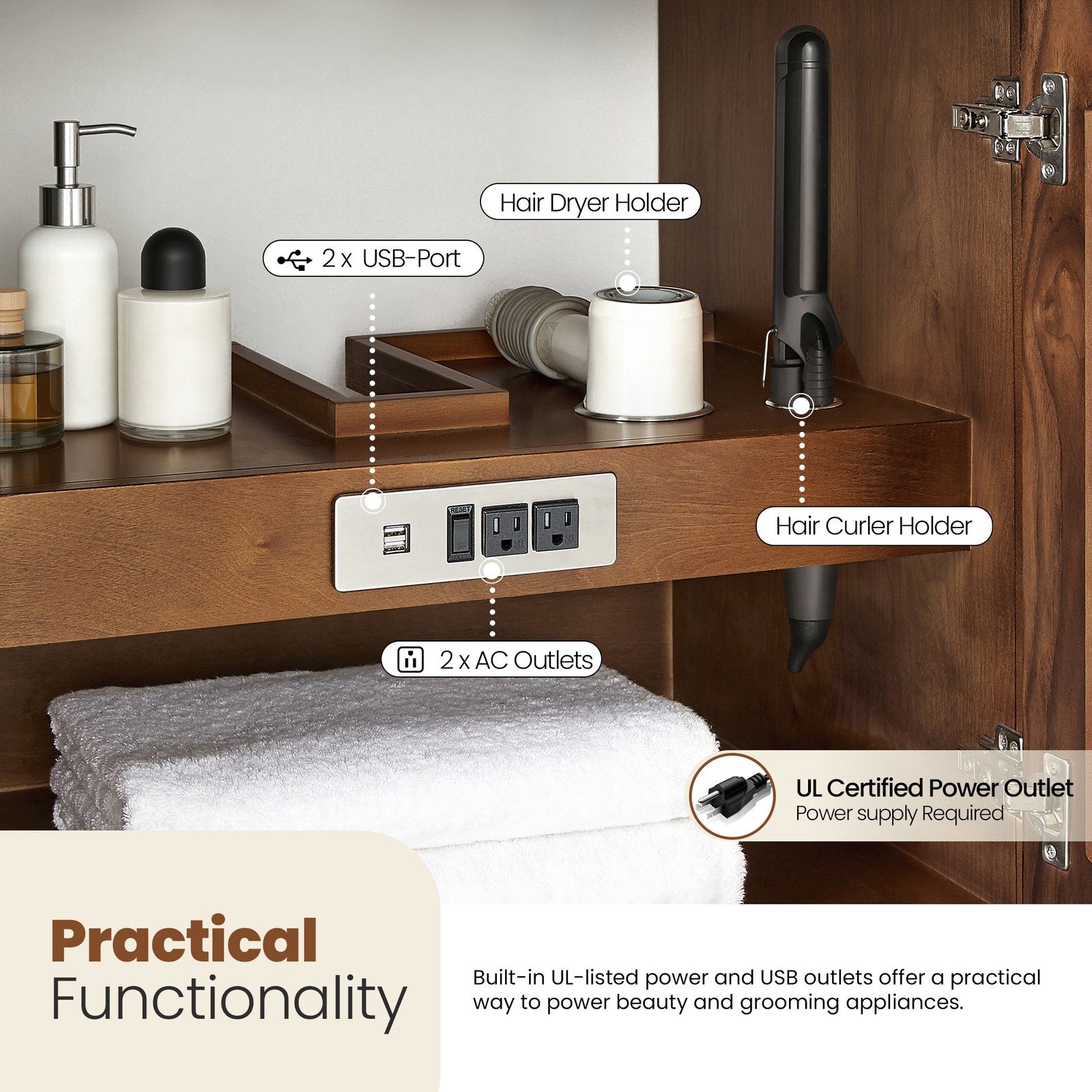 Zogno 30″ Single Sink Bath Vanity in Natural Walnut with White Grain Stone Top