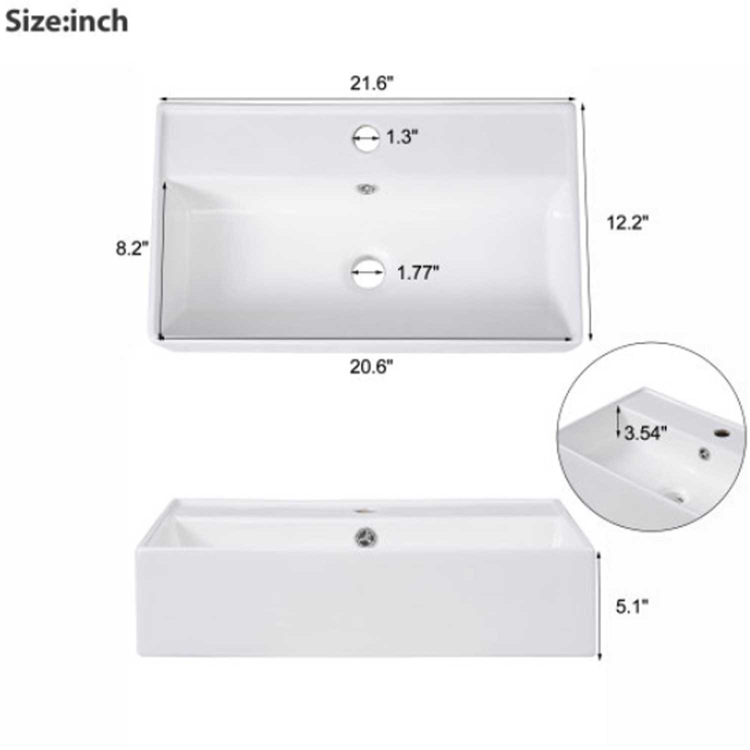 Functional 21.6”Bath Vanity With Sink White Easy To Install Bathroom Vanity