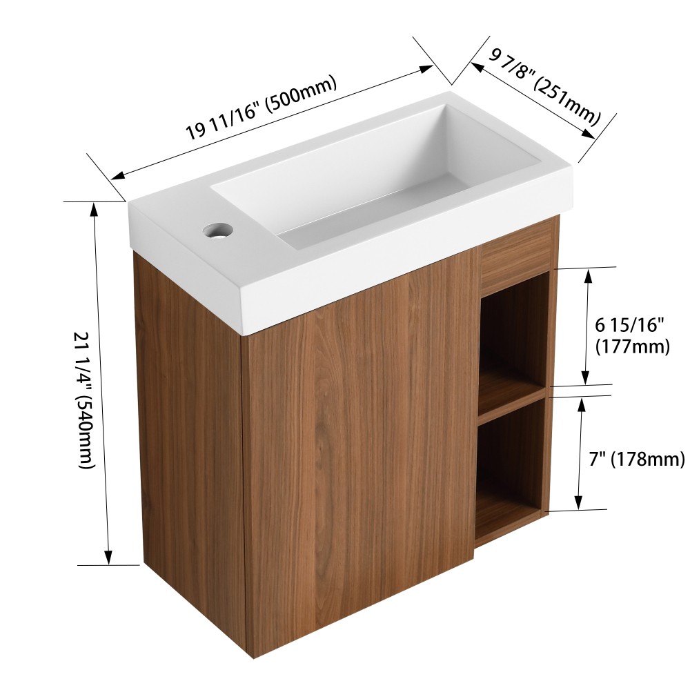 Floating Wall Mounted Bathroom Vanity W Resin Sink Soft Close Cabinet Door