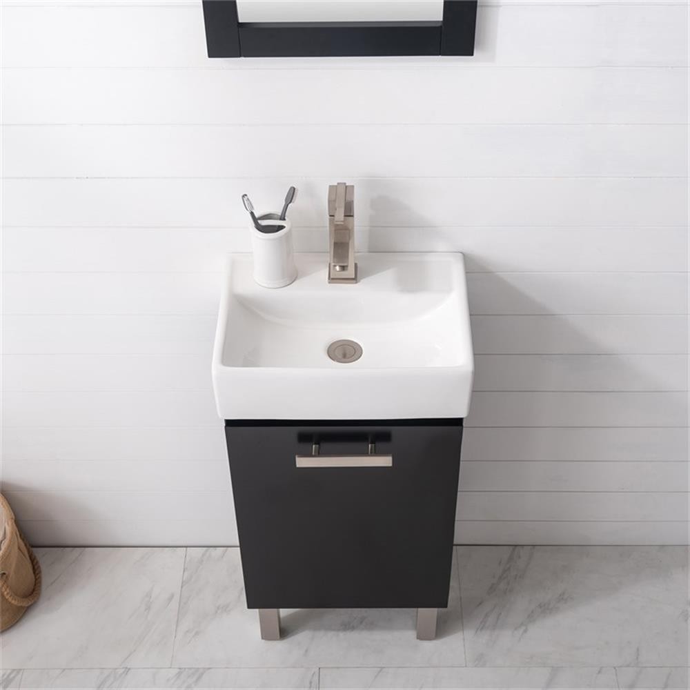Design Element Stella 16.5″ Wood Single Sink Vanity in Black