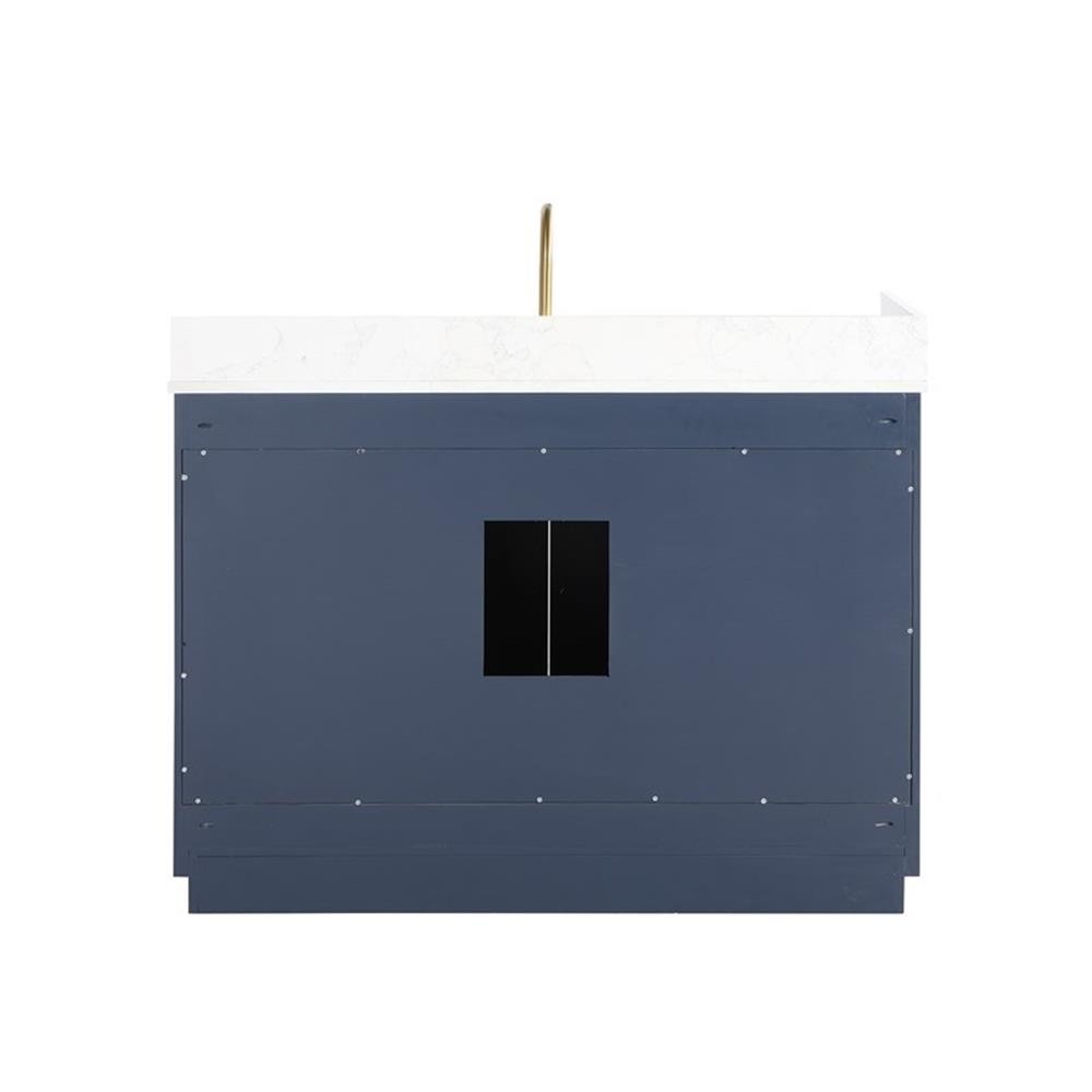 Pemberly Row 48″ Wood Vanity in Royal Blue with Composite Stone Top no Mirror