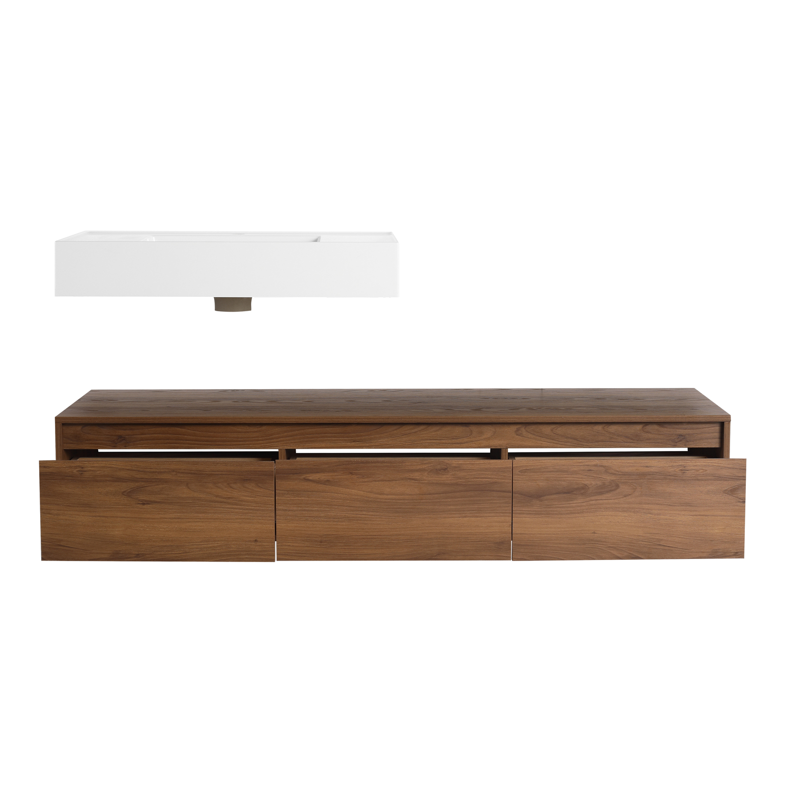 60 in Wooden Floating Wall-Mounted Bathroom Vanity W/ Single Resin Sink +Drawers