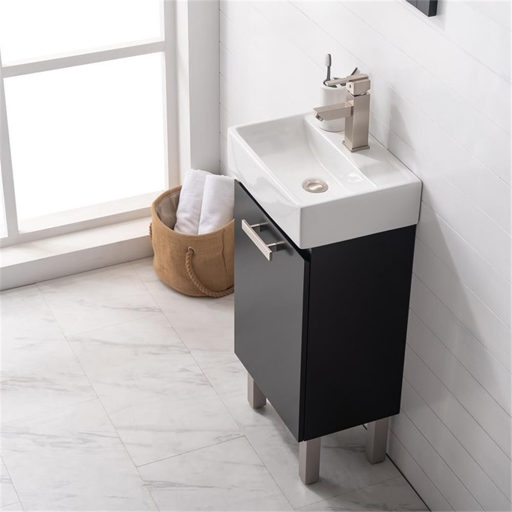 Design Element Stella 16.5″ Wood Single Sink Vanity in Black