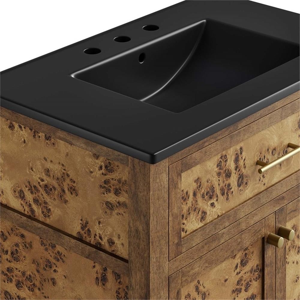 Modway Elysian 30″ Modern Wood Bathroom Vanity in Black and Brown
