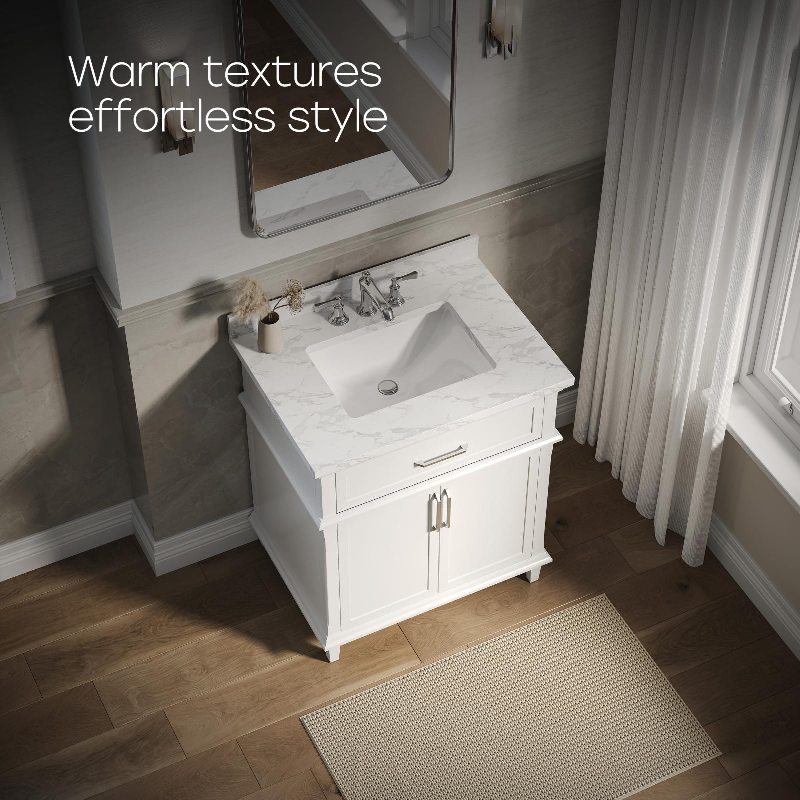 HOROW 30” Bathroom Vanity with Undermount Basin Freestanding Storage Cabinet