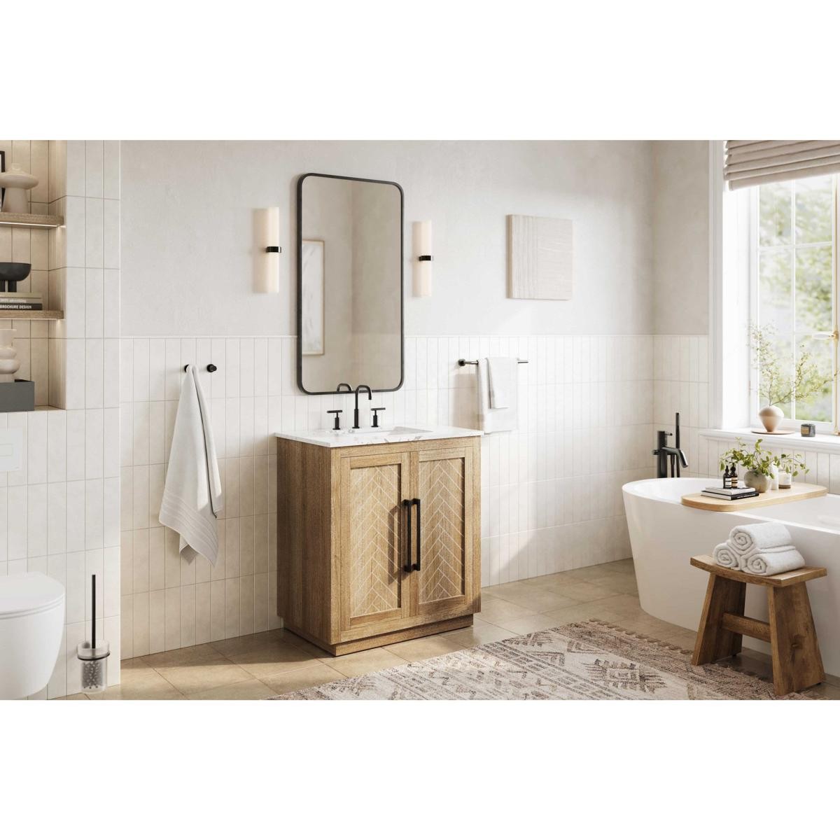 Elegant Lighting VF29030LO Chase 30 X 34 inch Linen Oak Bathroom Vanity Cabinet
