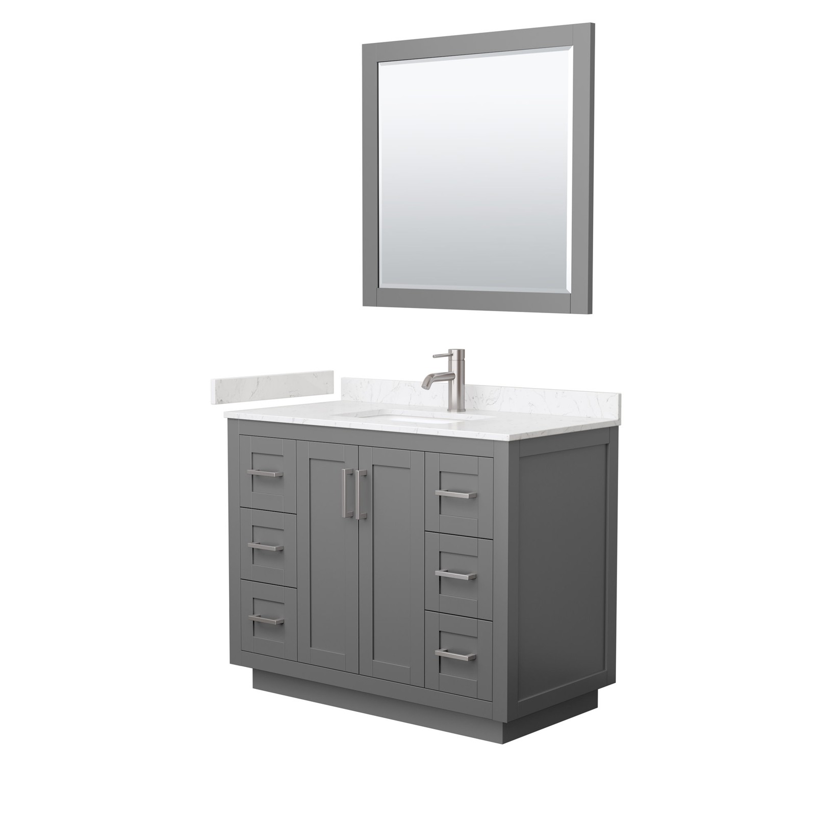 Wyndham Collection WCF2929-42S-VCA-M34 Miranda 42″ – Dark Gray / Carrara