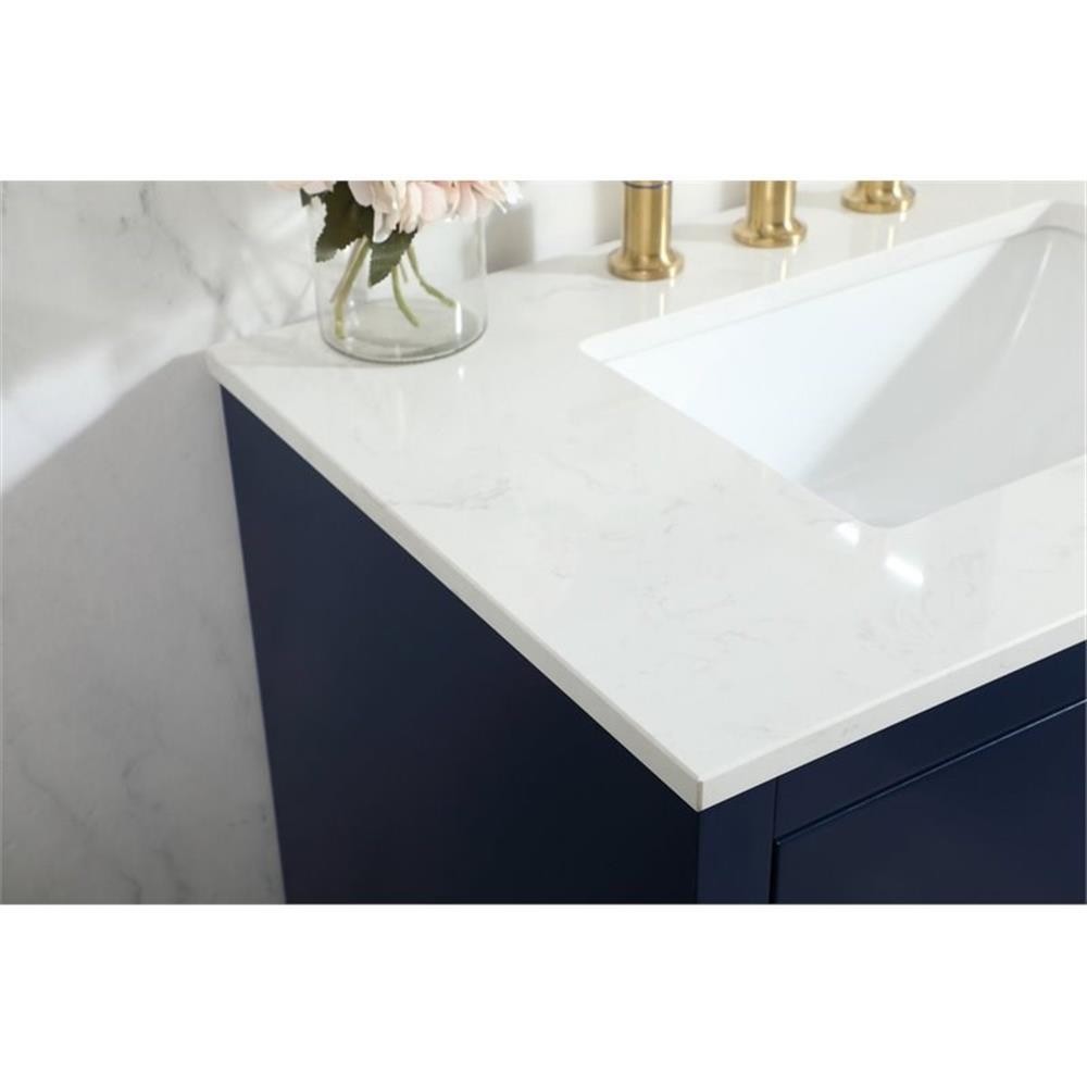 Elegant Decor Blake 30″ Aluminum Alloy MDF Single Bathroom Vanity in Blue