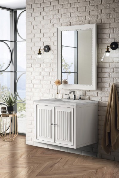 30″ James Martin Athens E645-V30-GW-3VSL Vanity Cabinet Victorian Silver Top