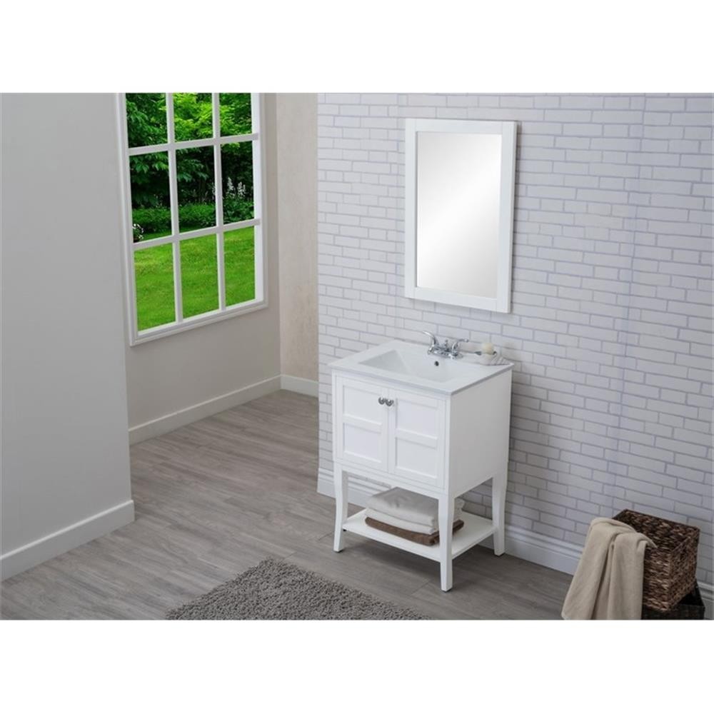 Elegant Decor Mason 24″ 2-Door Wood Single Bathroom Vanity in White