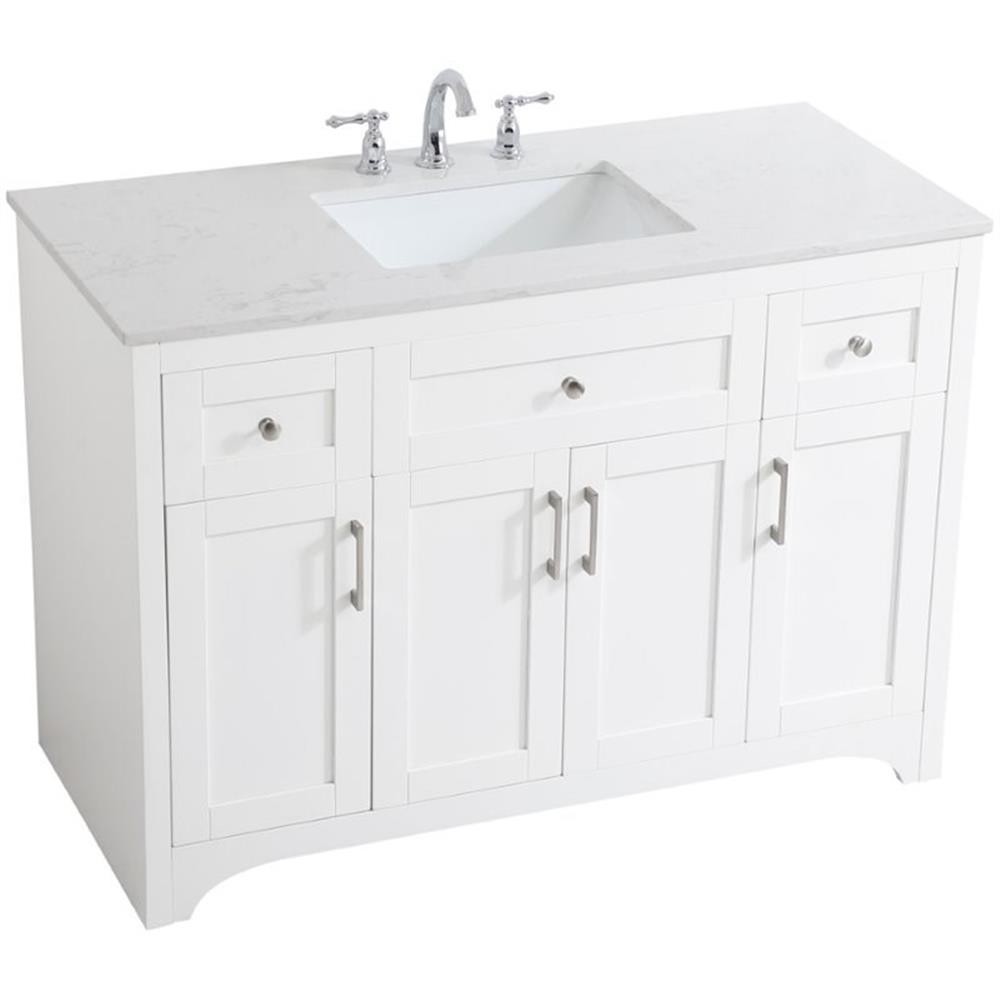 Elegant Decor Moore 48″ Single Quartz Top Bathroom Vanity in White