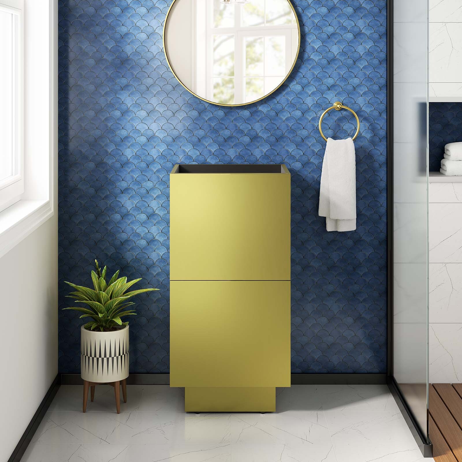 Modway Quantum Modern 18″ Bathroom Vanity in Gold – Sink Basin Not Included