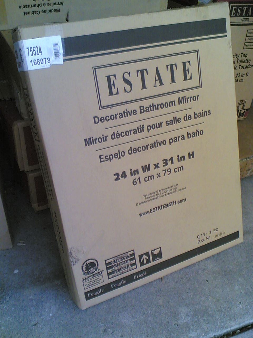 NIB: Decorative Antique-White Finish Bathroom Vanity or Hallway Mirror (24″x31″)