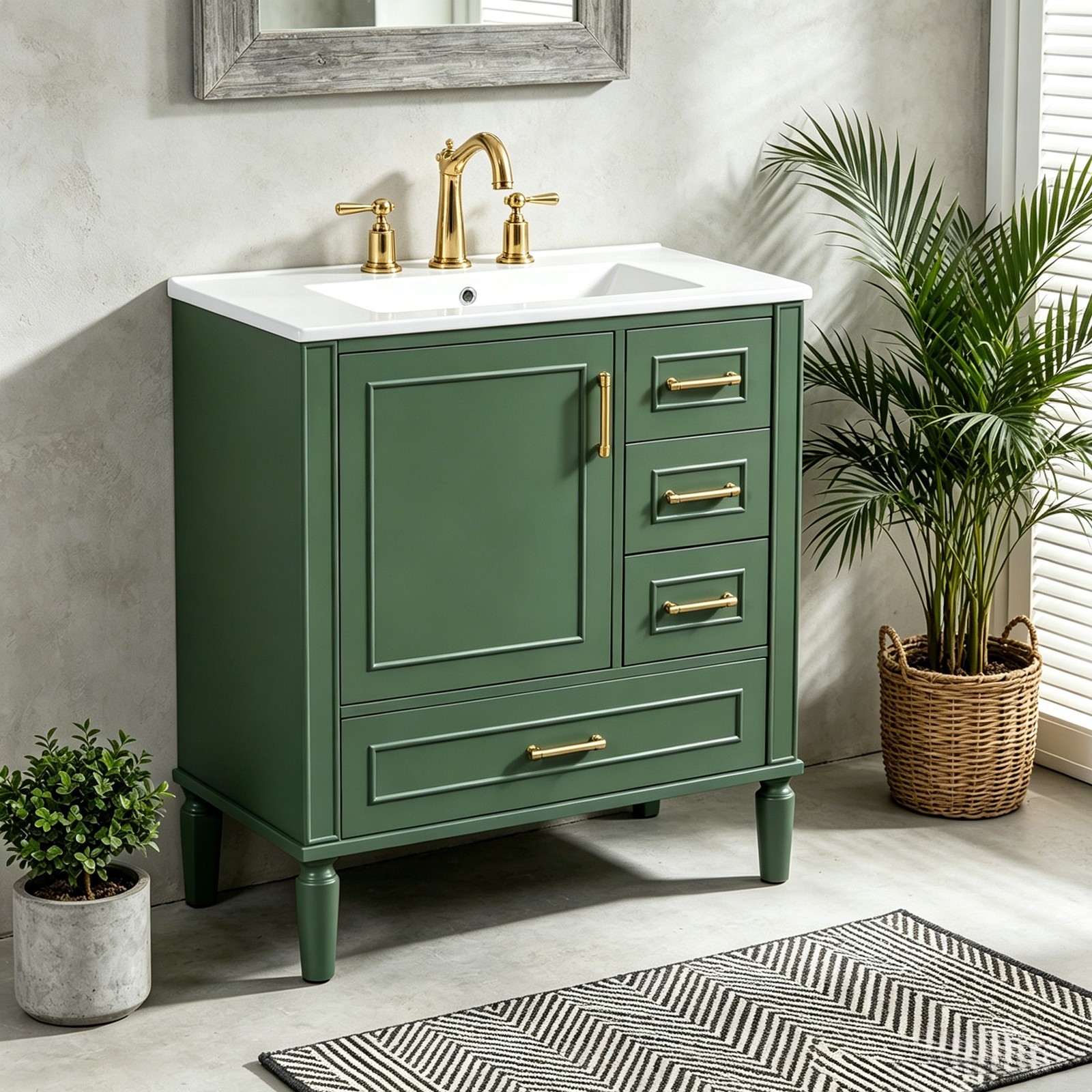 Bathroom Cabinet with Sink 30″ Freestanding Storage Vanity Cabinet for Bathroom