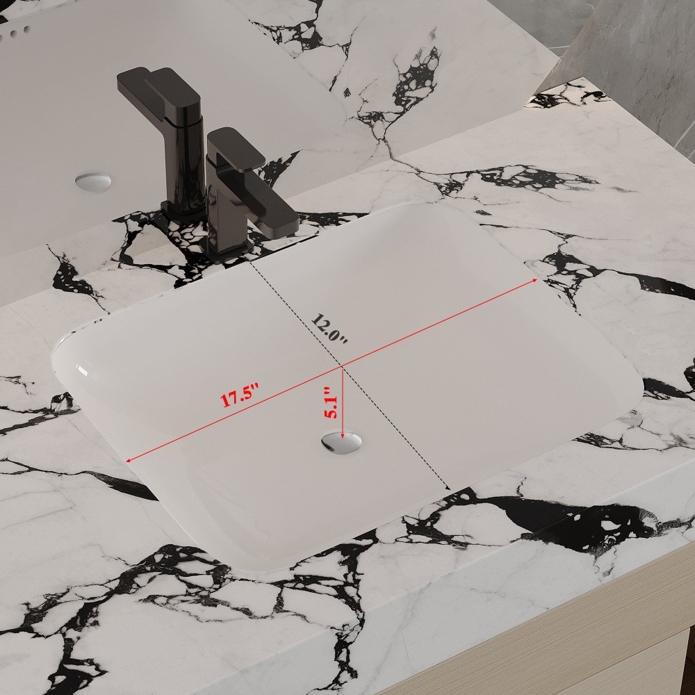 29.9″ Modern Floating Bathroom Vanity w/ Sintered Stone Top & Ceramic Sink