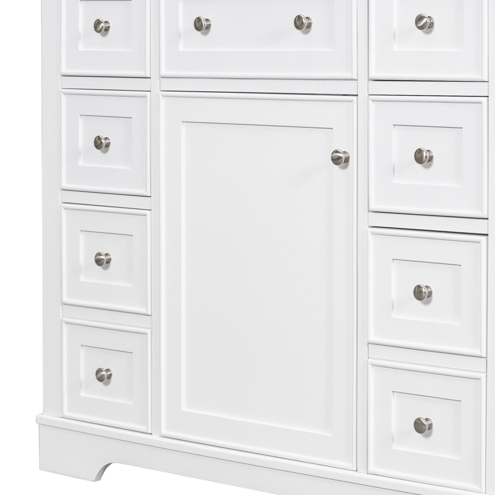 36″ White Bathroom Vanity Cabinet Base with 6 Drawers
