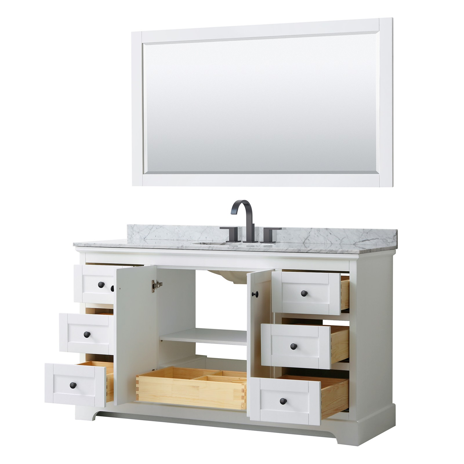 Wyndham Collection WCV232360SCMUNOM58 Avery 60″ – Dark Gray / White Carrara