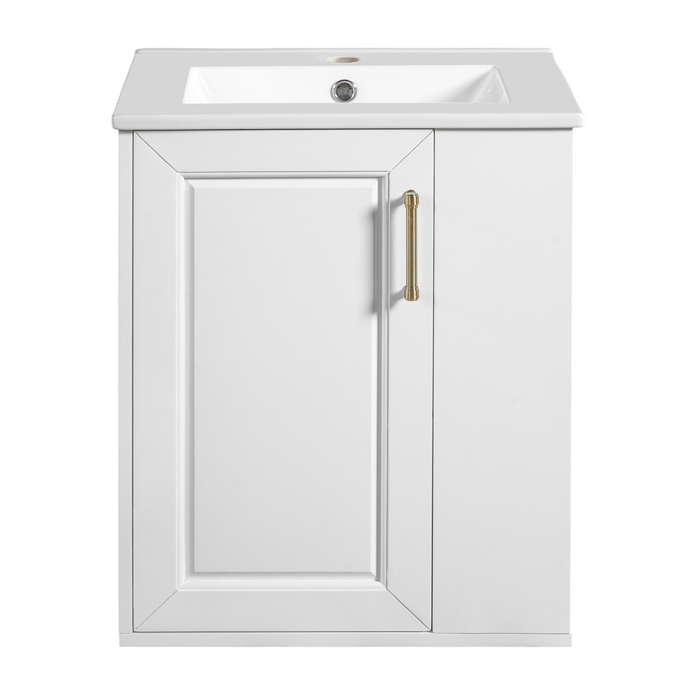 20″ Wall Mounted Bathroom Vanity w/Sink, Floating Vanity Door Cabinet, Shelves