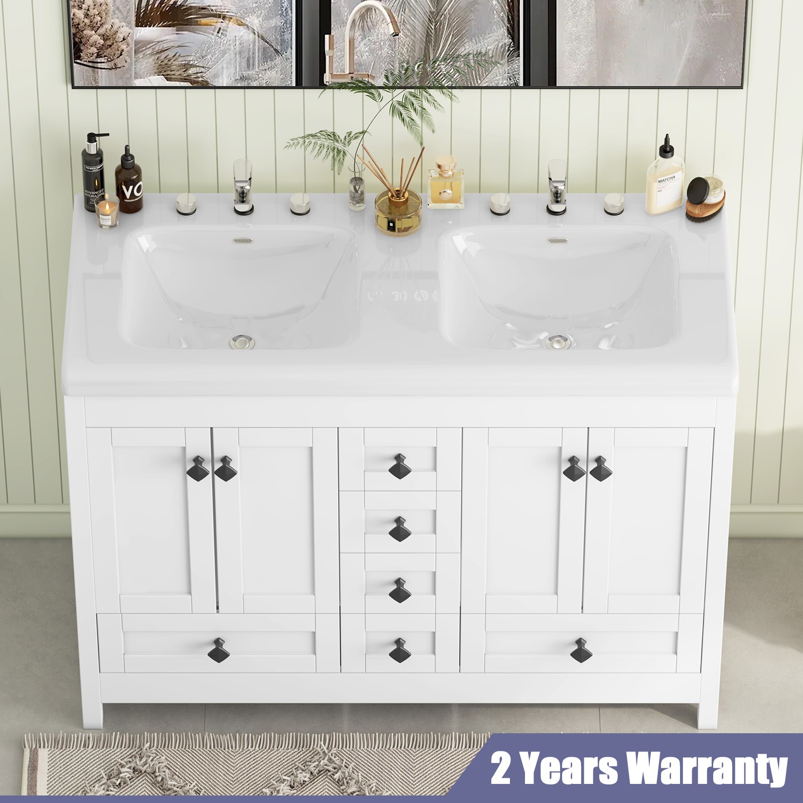 47inch Bathroom Vanity Bathroom Storage Cabinet With Double Ceramic Sink
