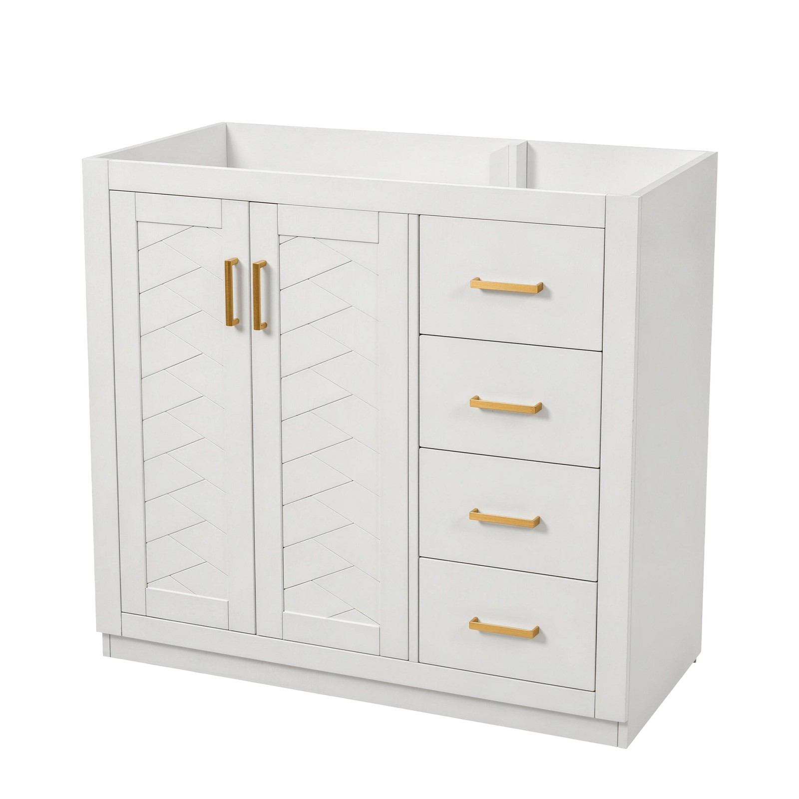 36″ Solid Wood Frame Bathroom Vanity Cabinet with 3 Drawers & Soft Close Doors