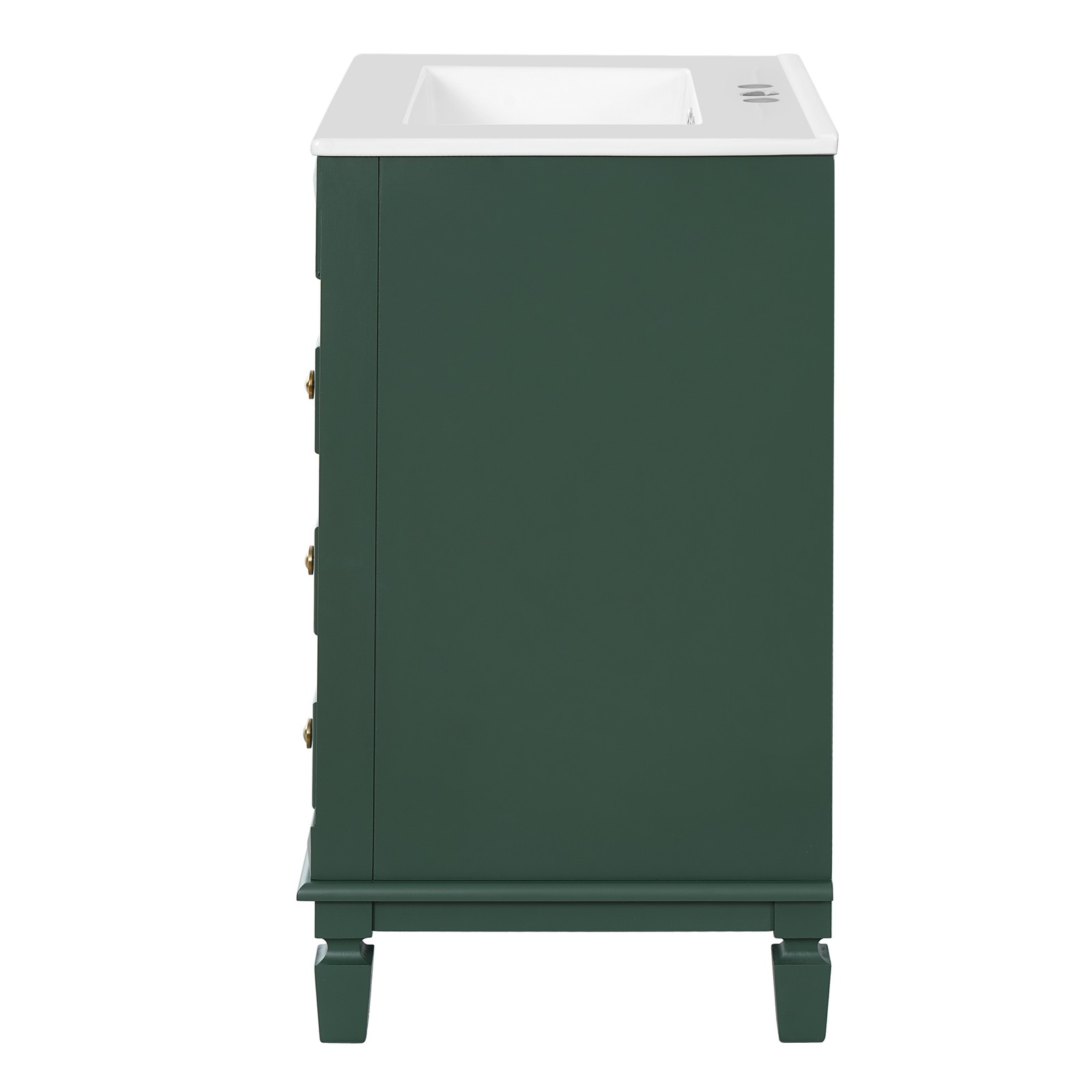 24″ Bathroom Vanity w/Ceramic Sink, Small Bathroom Sink Cabinet with 2 Drawers