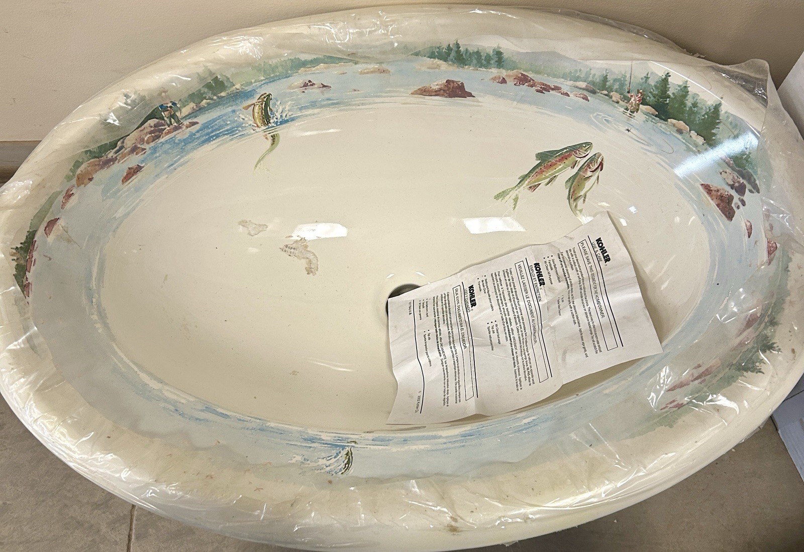 Kohler The Rod And the Fly Design Sink, Biscuit (Discontinued)