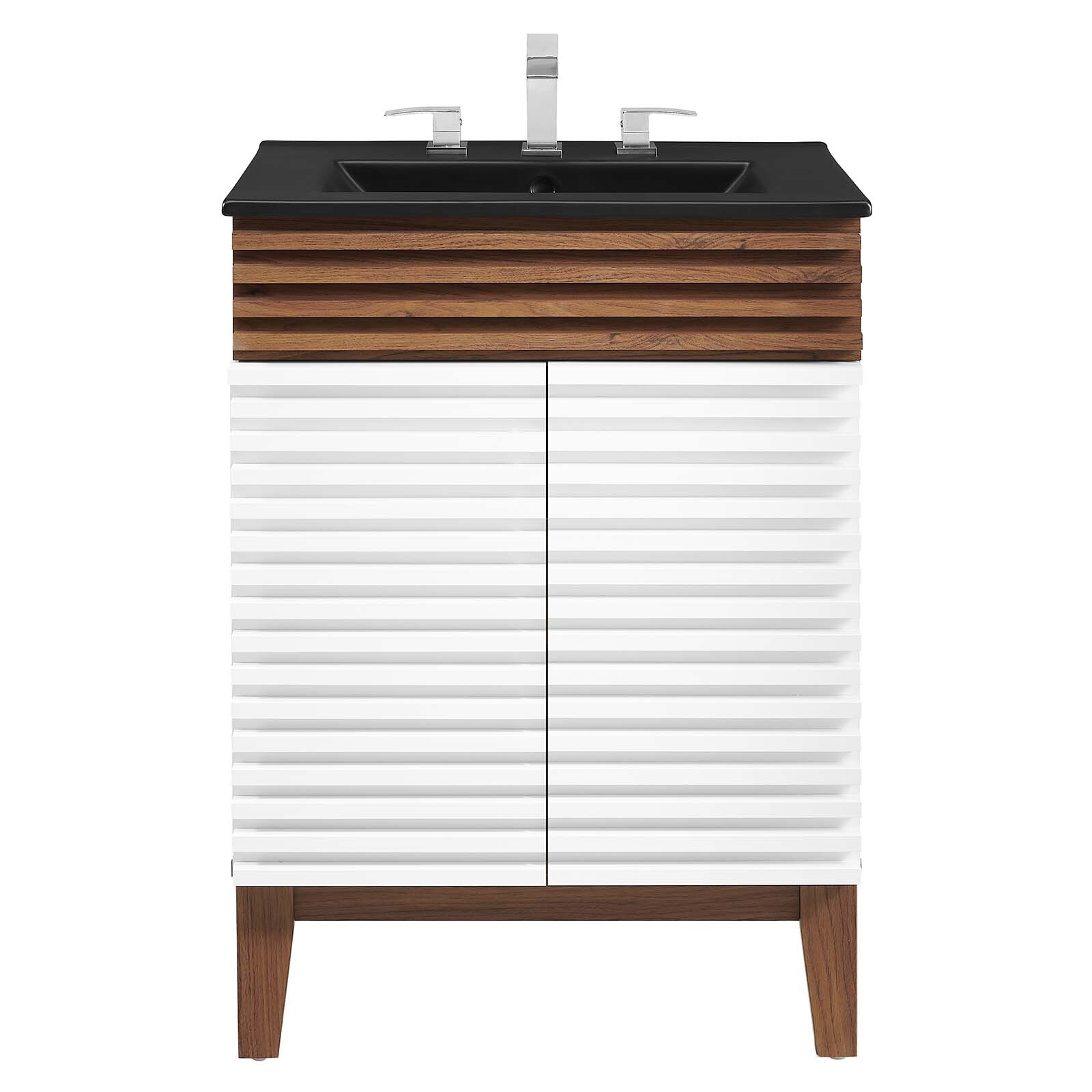 Modway Render 24″ Bathroom Vanity With Sink in White Walnut Black