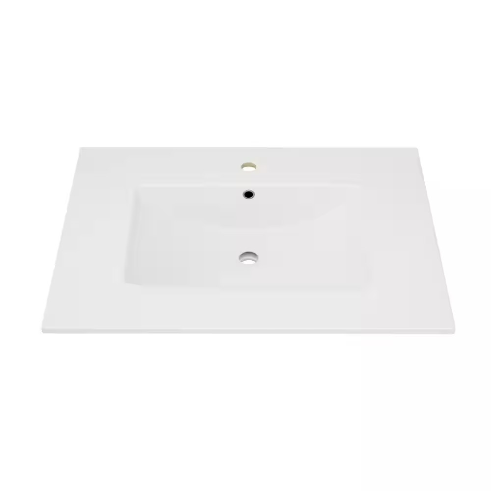 Dayton 31 In. W X 22 In. D Vitreous China Vanity Top in White with Single Faucet