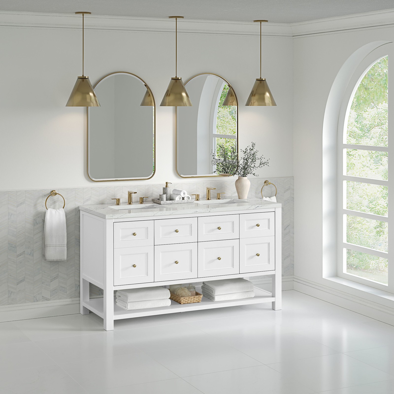 James Martin Vanities 330-V60D-FENC Breckenridge 60″ – Whitewashed Oak