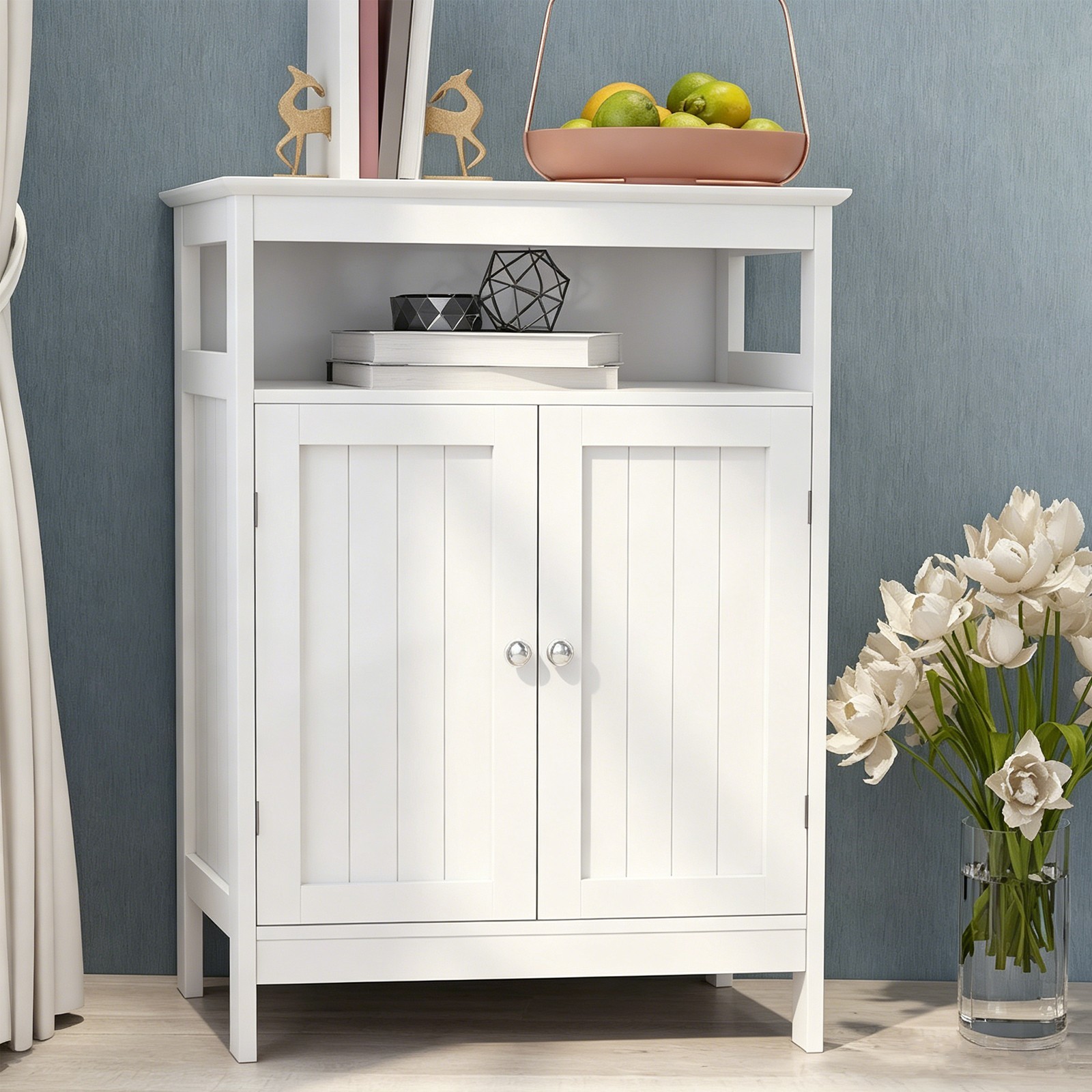 24″Vanity Cabinet For Bathroom Freestanding White Bathroom Vanity Organizer Rack