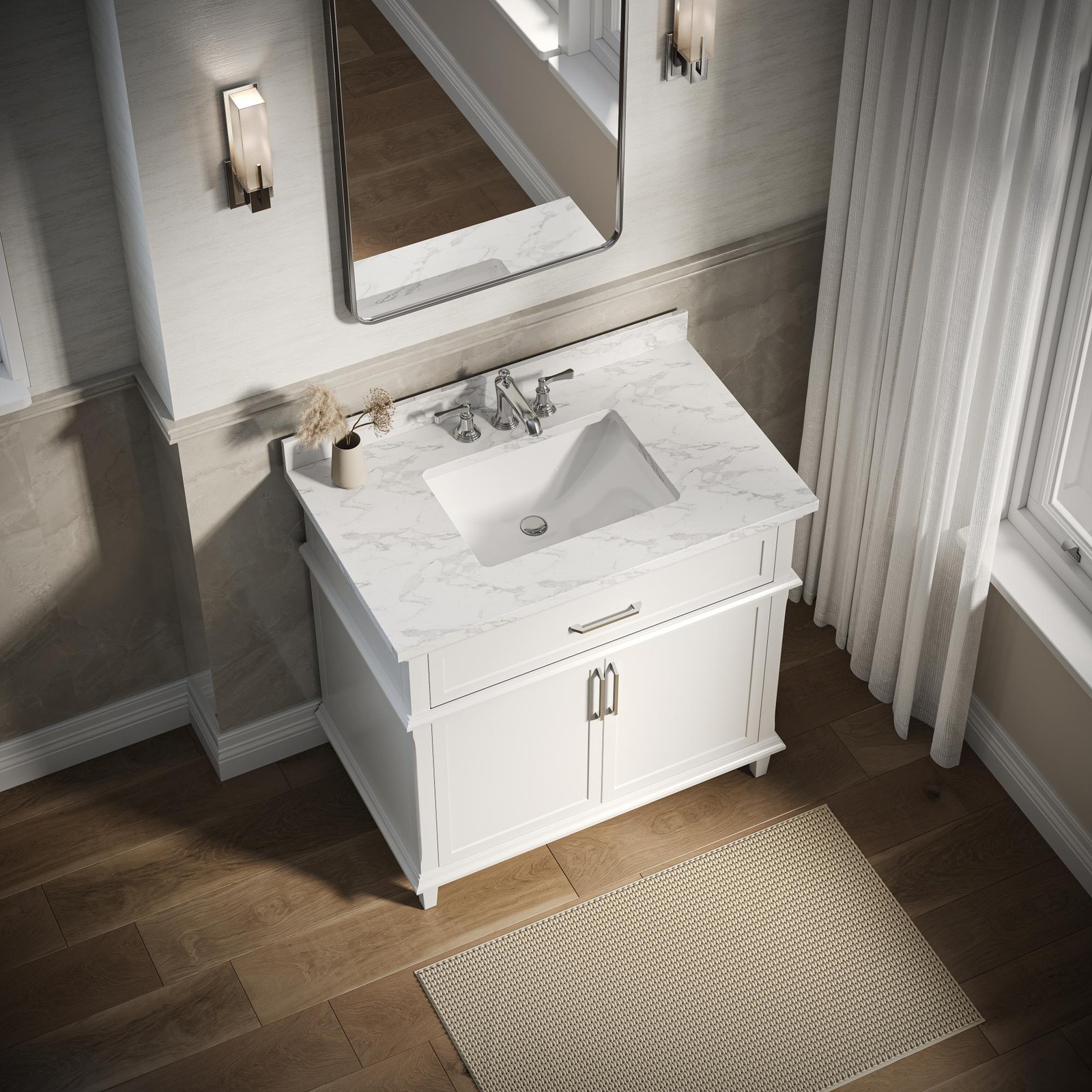 HOROW 36 Inch Bathroom Vanity with Sink, Free Standing Single Basin Vanity Set
