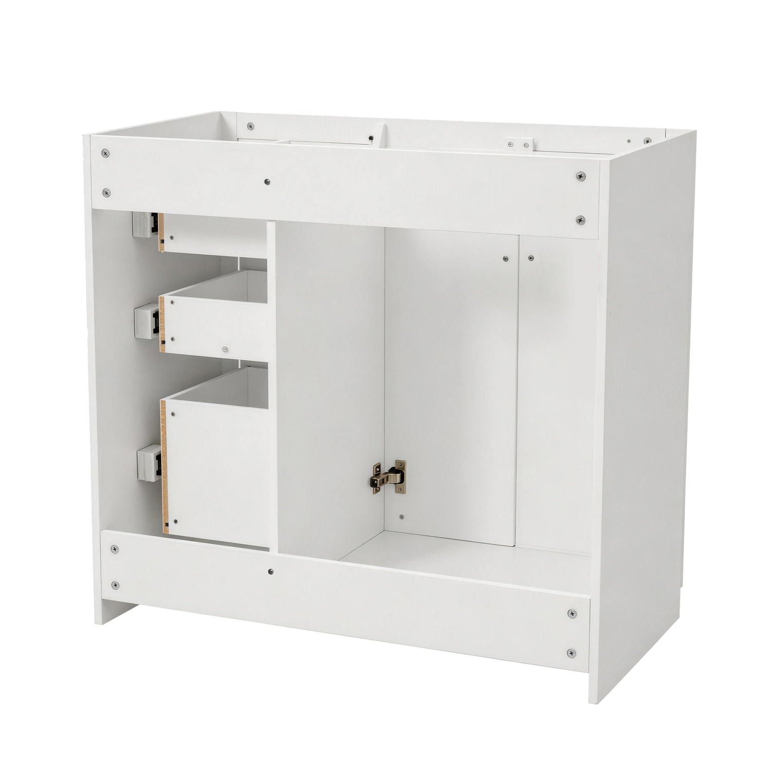 36″ Solid Wood Frame Bathroom Vanity Cabinet with 3 Drawers & Soft Close Doors