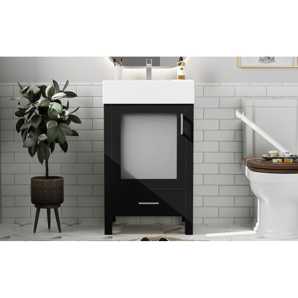 20In bathroom vanitywithceramic sink and ample storage ideal for small bathrooms
