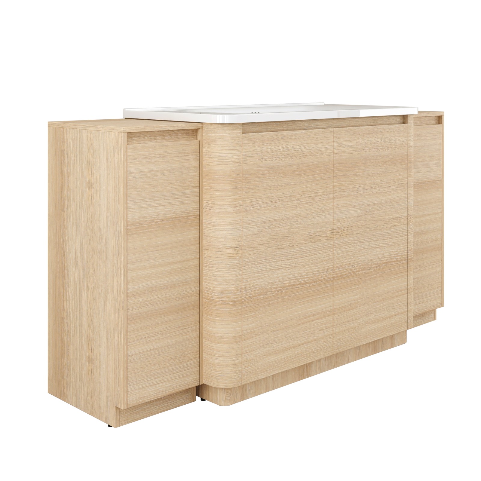 40in Plywood Freestanding Bathroom Vanity W/Ceramic Sink 2x Storage Cabinet Oak