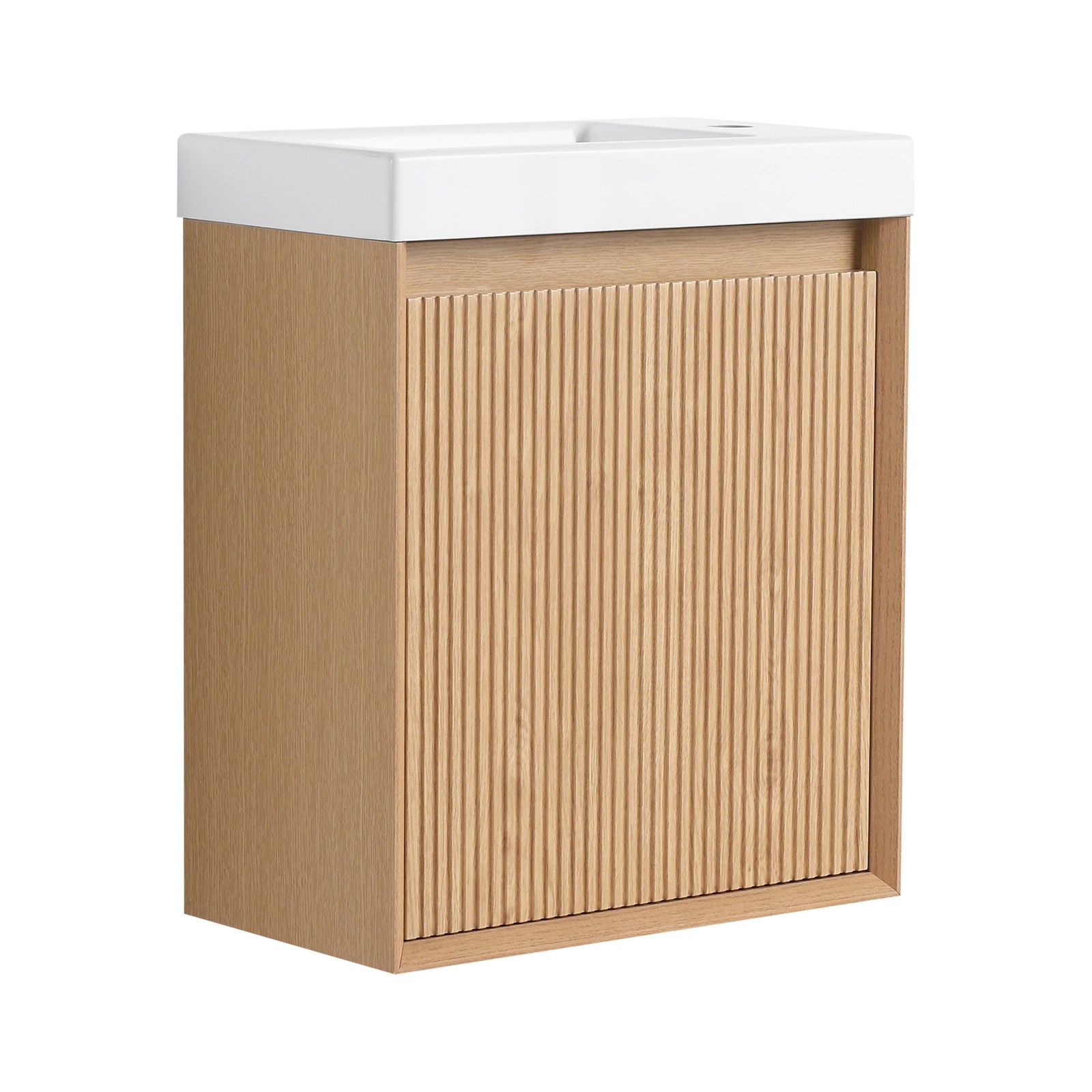 18.5″ Floating Bathroom Vanity and Resin Sink Combo W/1 Door for Small Space MDF